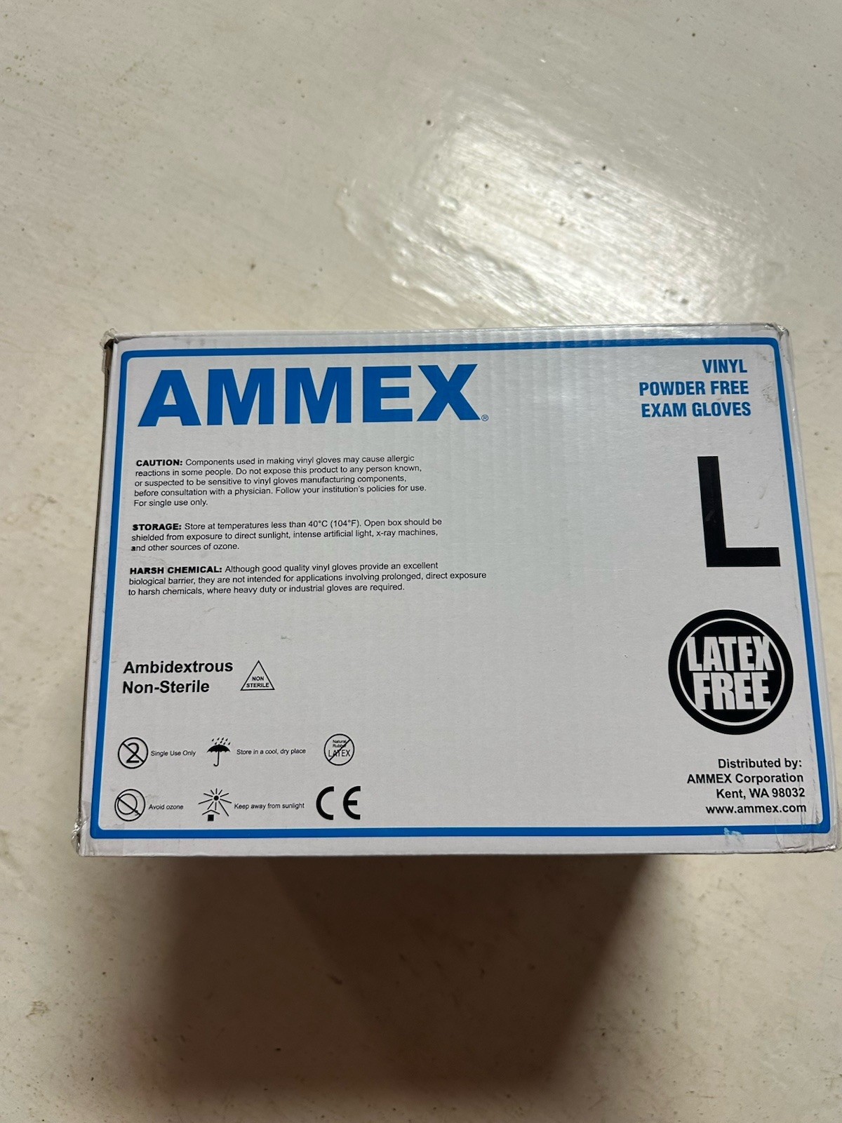 1000 (10 Boxes) AMMEX L Large Professional Vinyl Exam Gloves Protection Clinical