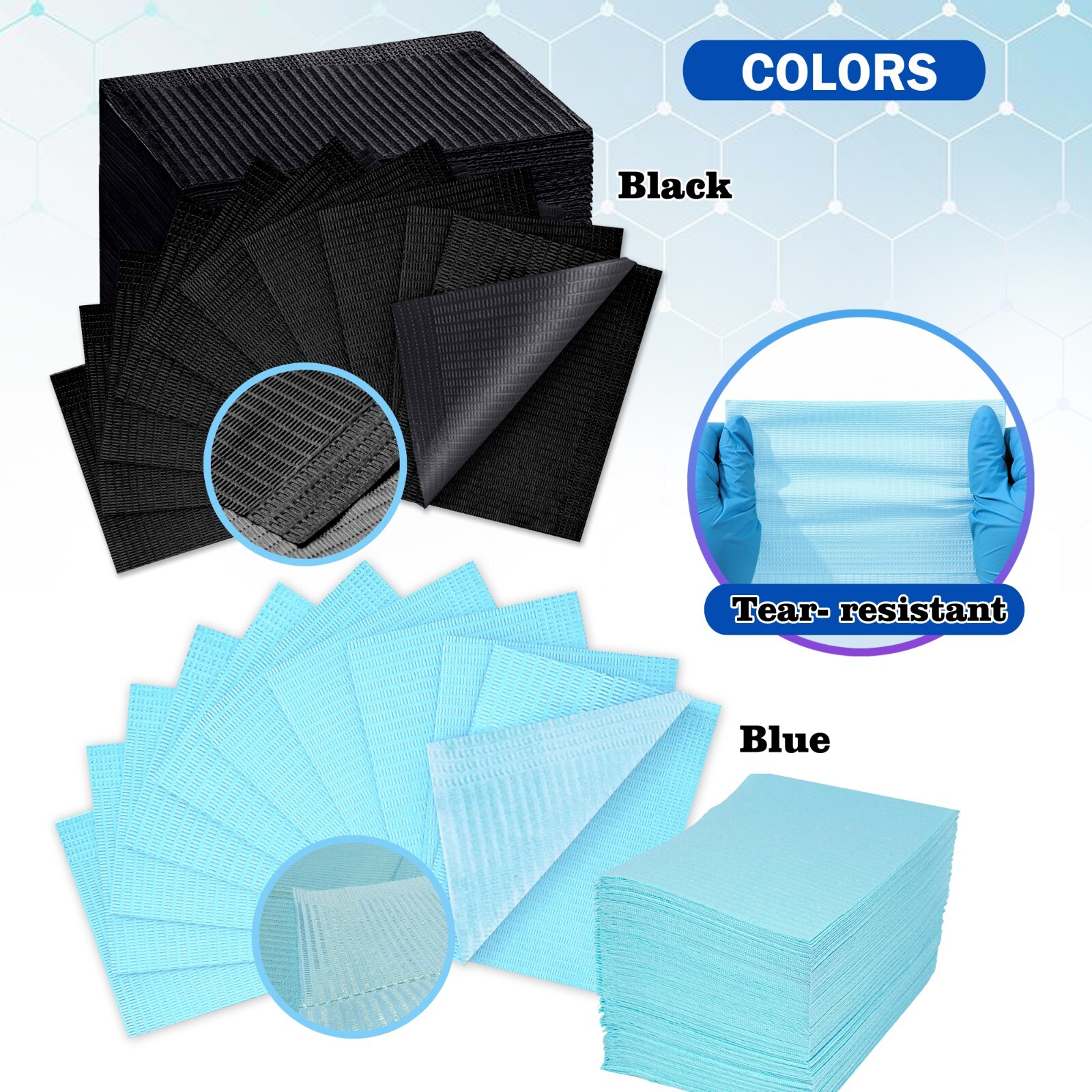 500 Count Black Disposable Tattoo Bib Nail Salon Tray Cover Dental Sheet