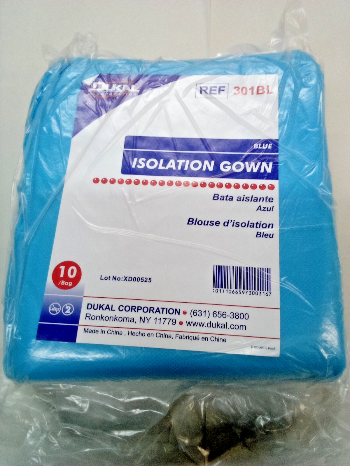 Dukal 301BL Disposable Isolation Gown Fluid Resistant Blue – 10 PACK
