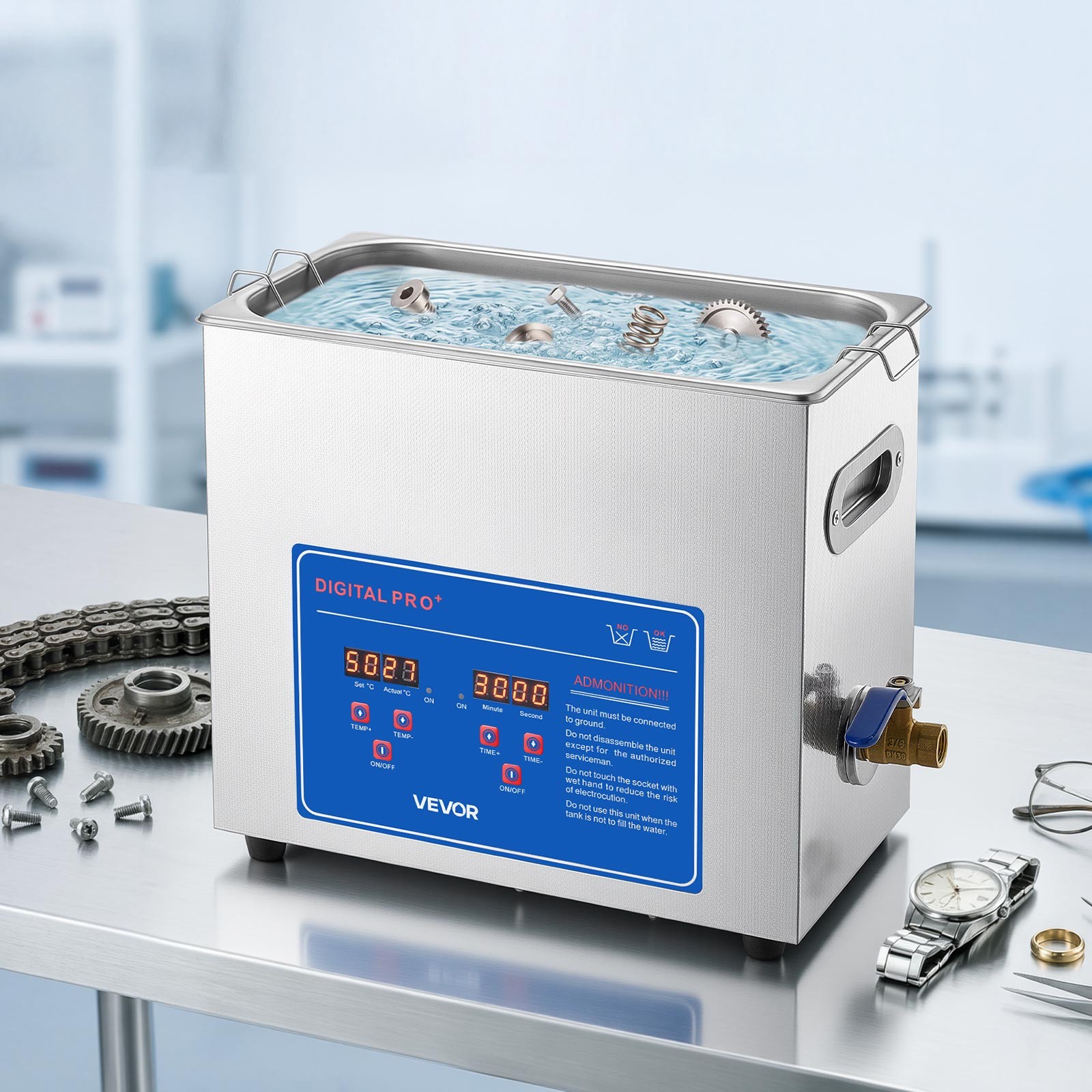 VEVOR Ultrasonic Cleaner 6L-Class Ultrasonic Parts Cleaner 40kHz for Jewelry