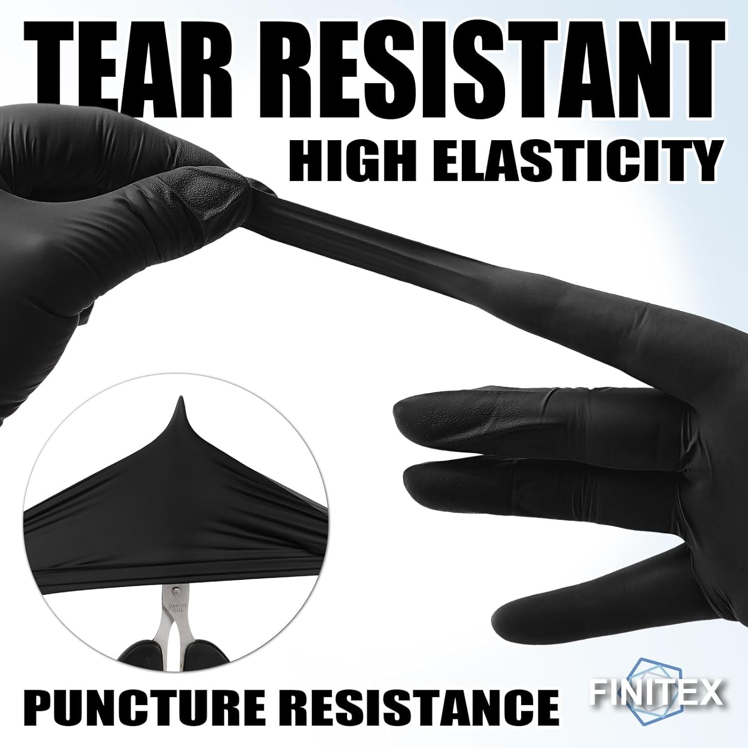 guantes desechables de nitrilo negro sin polvo ni latex examen 3 mil