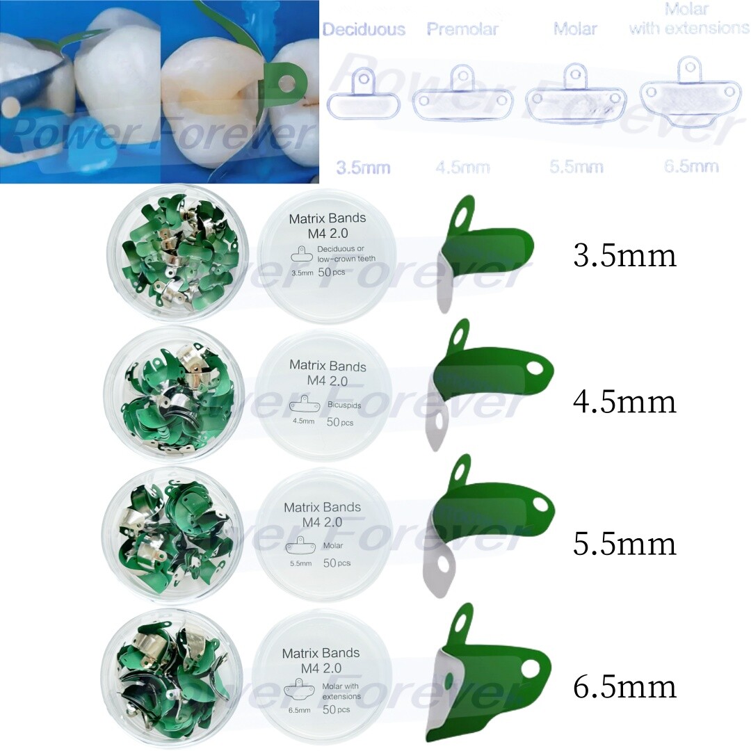 4Size Dental Non-Stick Matrix Bands PTFE Coat Sectional Contoured Metal Matrices