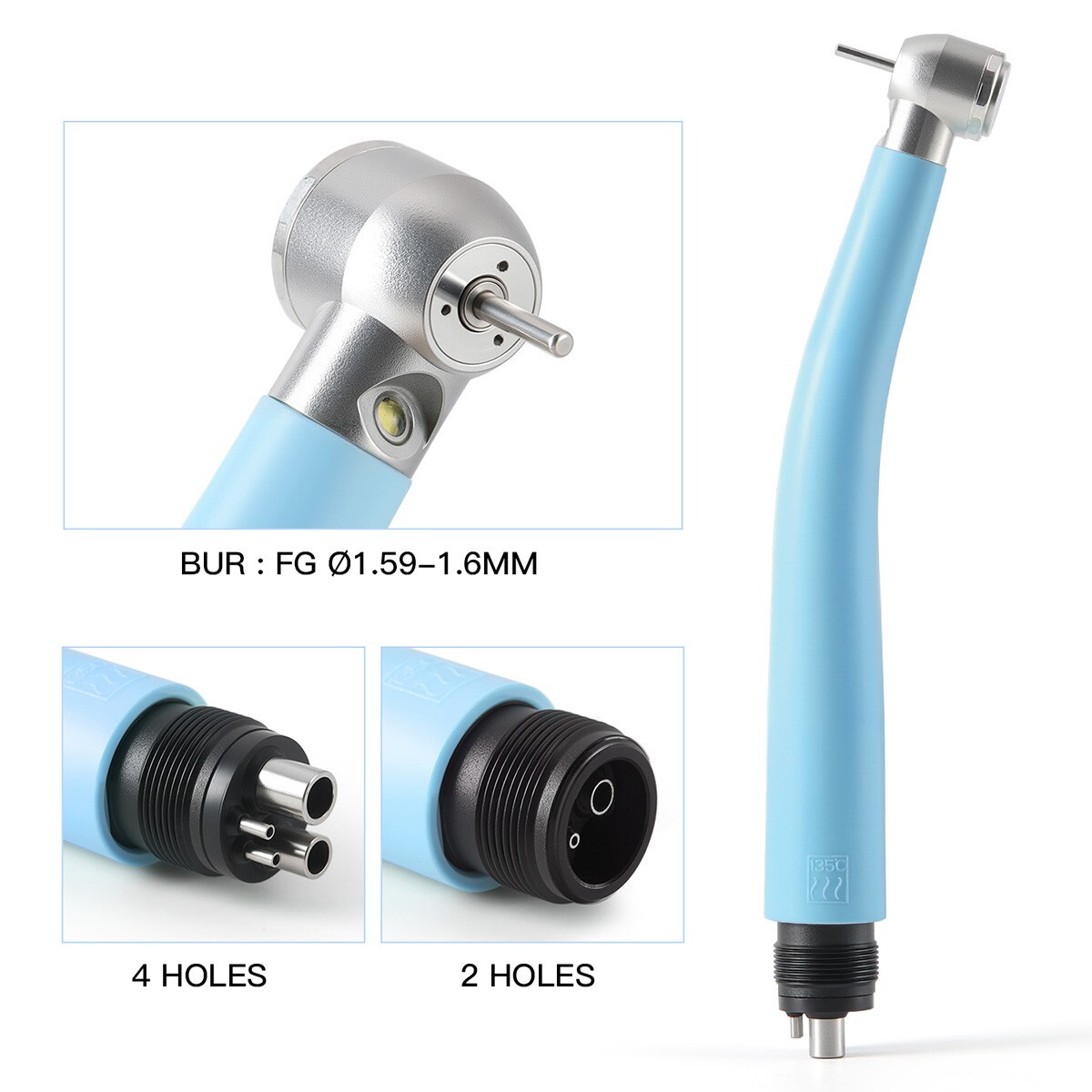 10X Dental LED E-generator High Speed Handpiece Push Button 4Holes 3 Way Spray