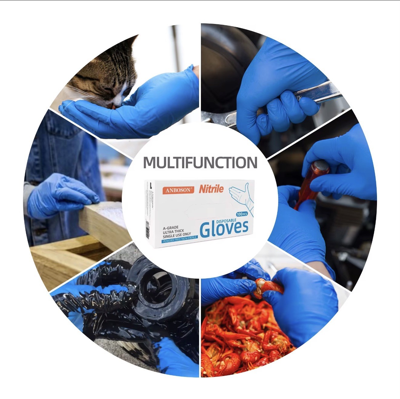 100 Pcs (1box) 4 Mil Ultra Thick Medium Size Nitrile Gloves Blue Powder Free