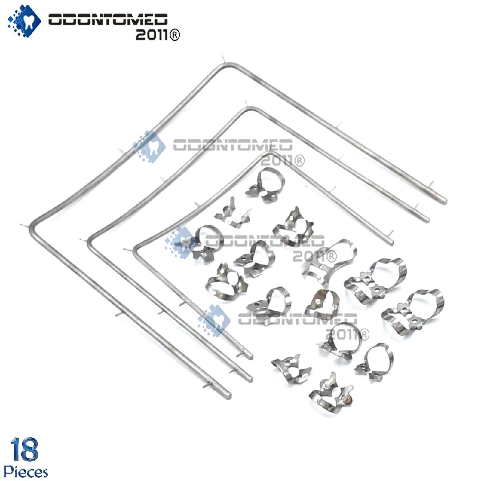 ODM Rubber Dam Frames, Clamps Set Of 18 Pieces Dental Instruments