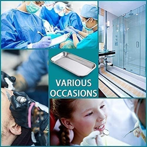 3 Pack Surgical Tray, Stainless Steel Tray for Lab Instrument Supplies, Tatto…