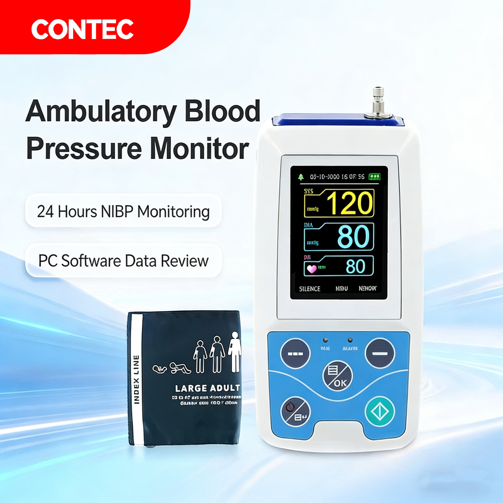 Contec ABPM50 Arm Ambulatory Blood Pressure Monitor 24hours NIBP Holter
