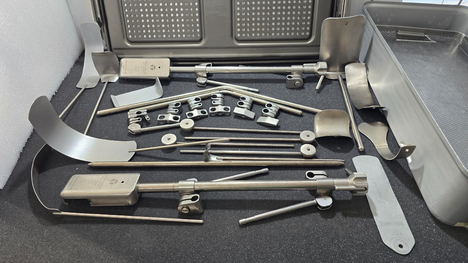 Thompson Surgical Retractor Set with Sterilization Box. (Made in USA)