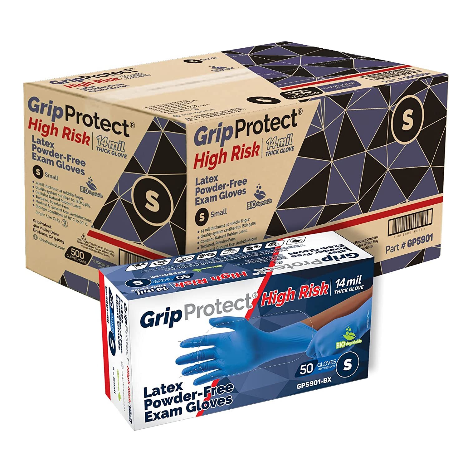 GripProtect® High Risk 14 Mil Latex Exam Gloves – GP5901, GP5902, GP5903, GP5904