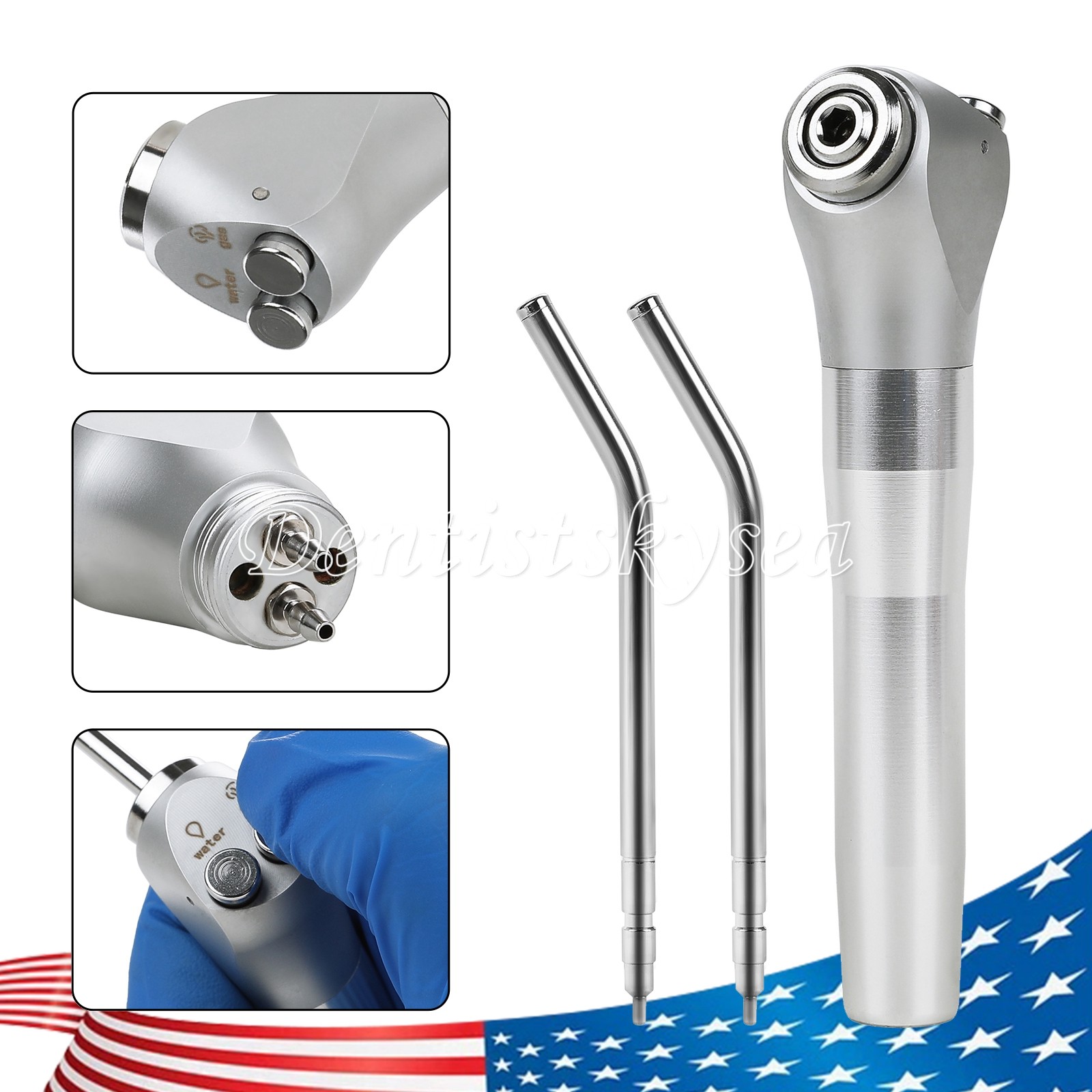 Dental 3 Way Air Water Syringe 2 Nozzles Triple Way Spray Handpiece USA