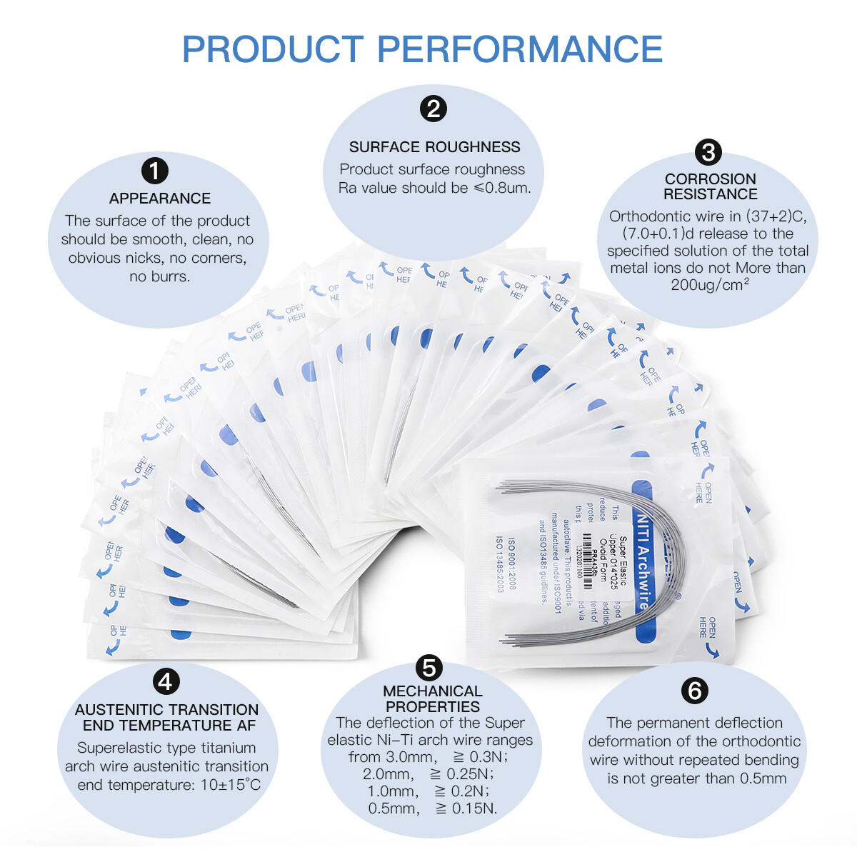 AZDENT Dental Orthodontic Super Elastic Niti Rectangular Arch Wires Ovoid Form