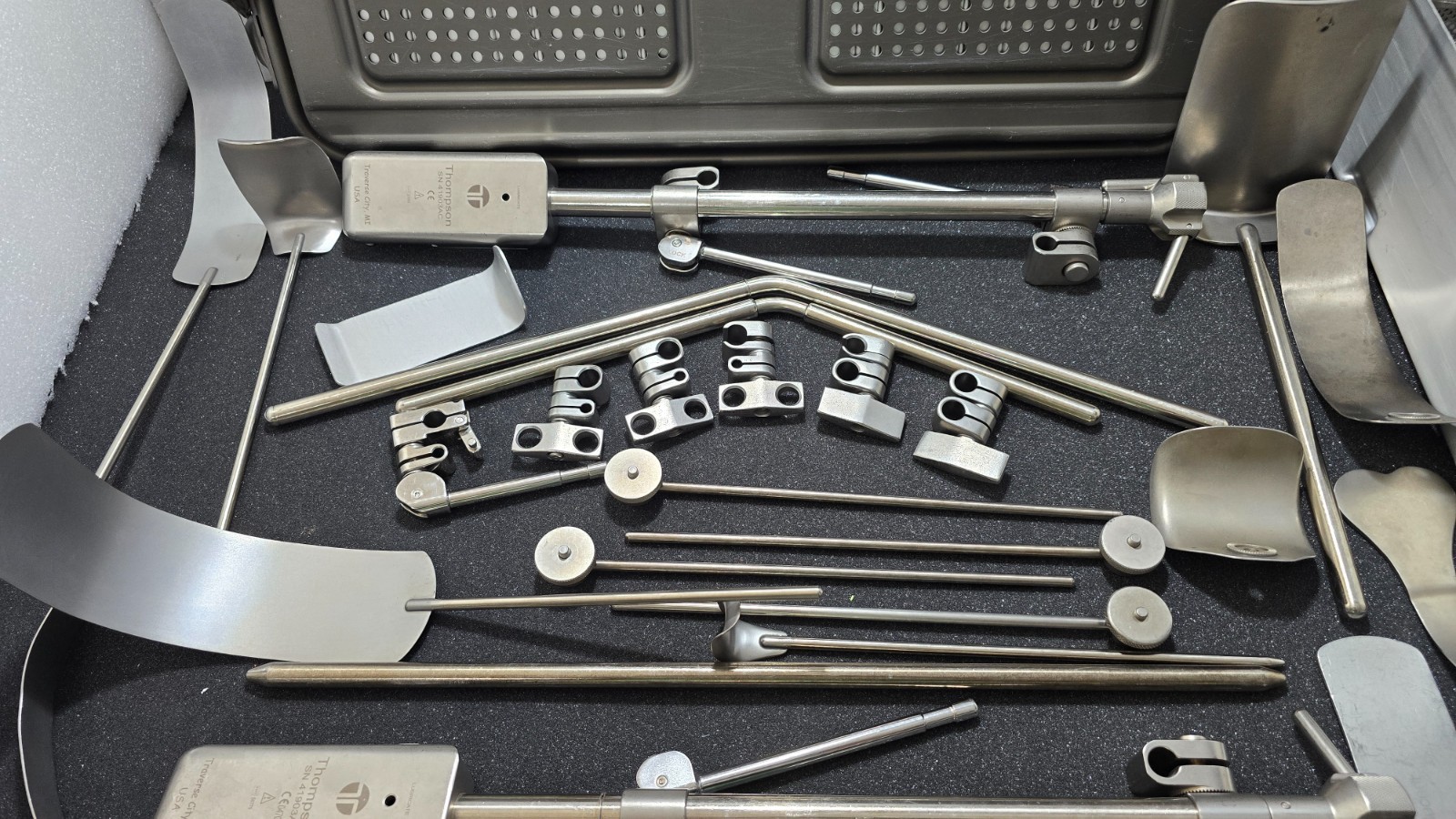 Thompson Surgical Retractor Set with Sterilization Box. (Made in USA)