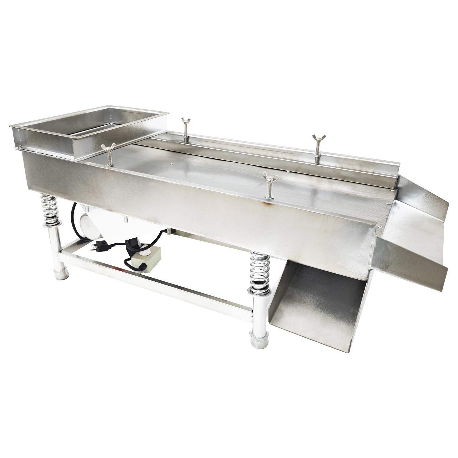 Open Box! Stainless Linear Vibrating Screen Single Layer 0.5mm Round Hole 80W