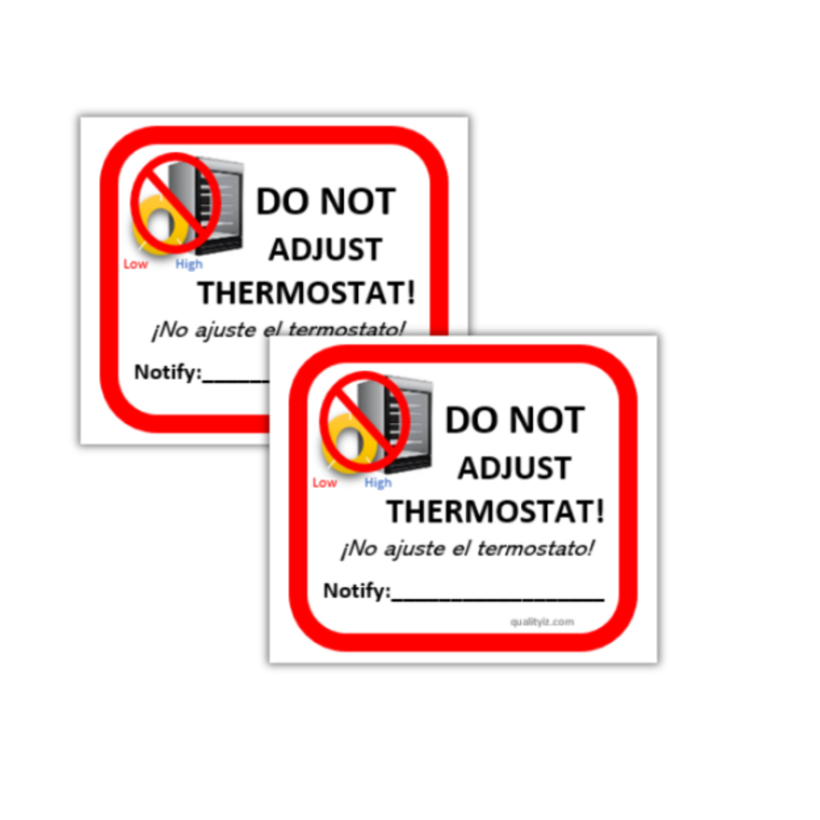 Do Not Adjust Thermostat Labels, Bilingual, 2×3.5″ (10pk) #062819