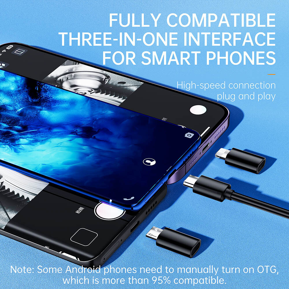 Dual Lens Camera Endoscope Inspection Cam Waterproof 8LED iPhone iPad Android US