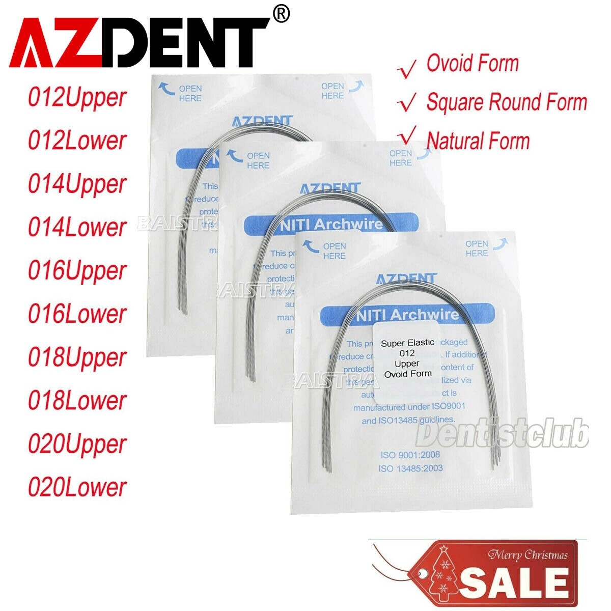 AZDENT Dental Orthodontic Super Elastic Niti Arch Wires Round Ovoid/Natural Form