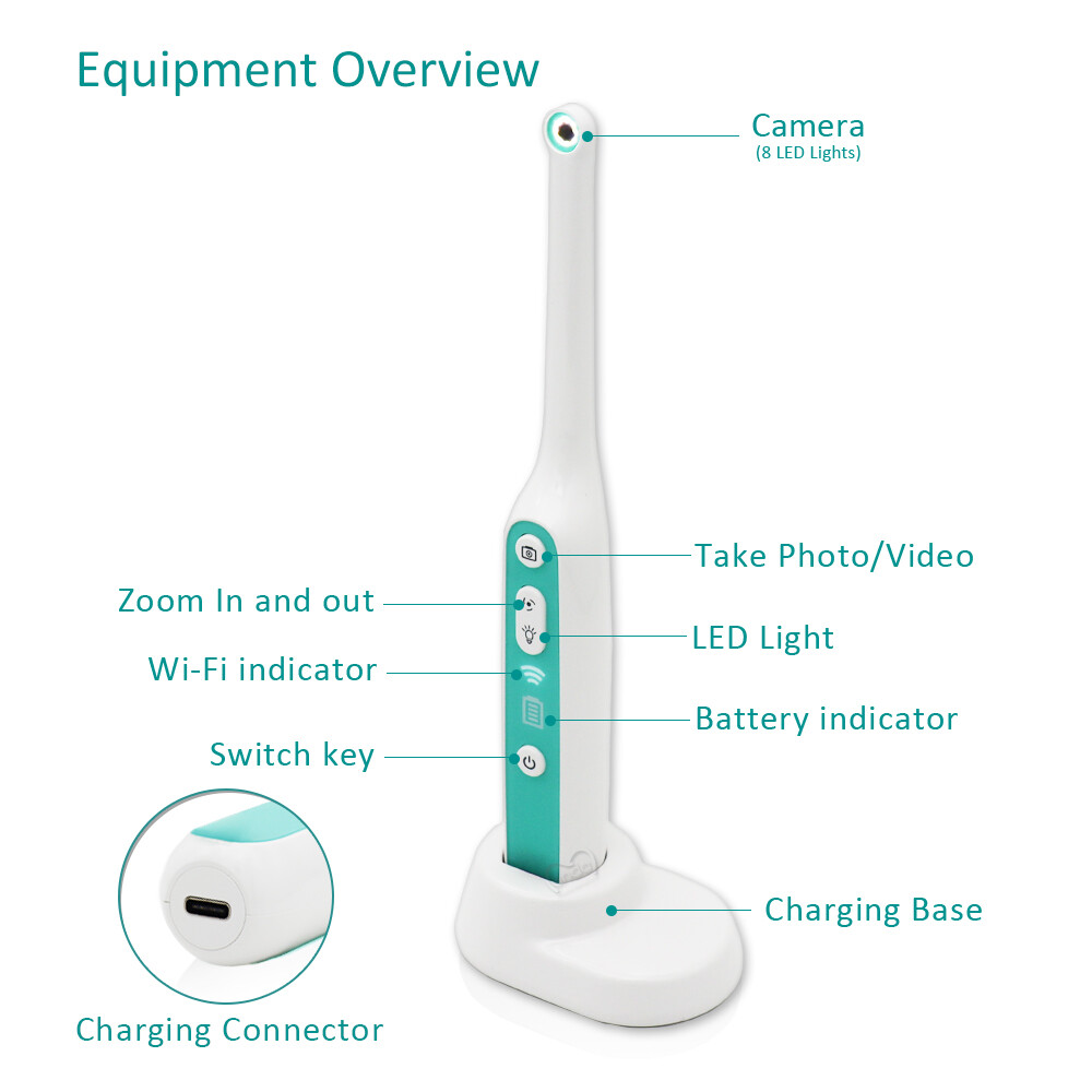 DC-W WiFi Dental Camera Adjustable LED Lights IP67 Waterproof