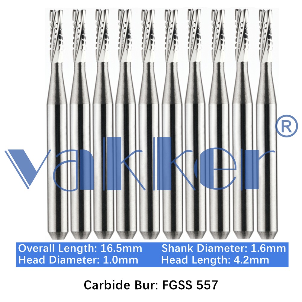 10-100 Dental Carbide Burs FG SS 557 Short Shank Bits for High Speed Handpiece
