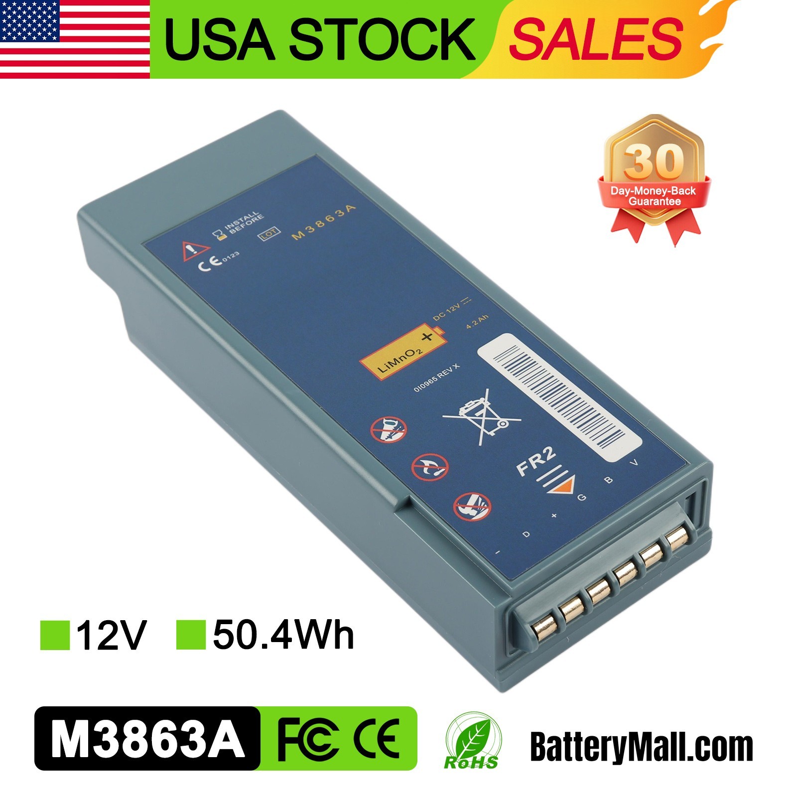 Battery for Philips 2 FR2 Plus FR2+ 6073A M3863A M3848A M3860A M3861A