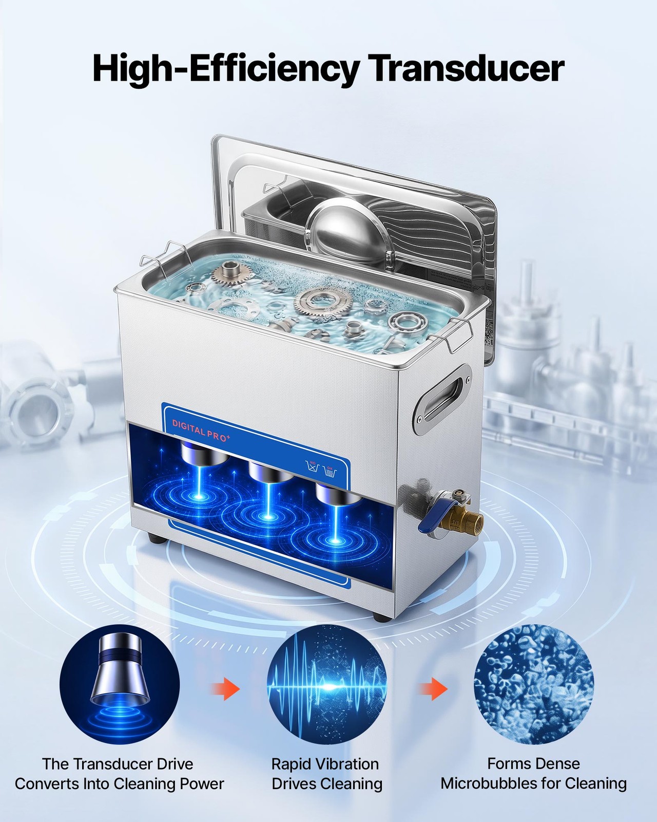 VEVOR Ultrasonic Cleaner 6L-Class Ultrasonic Parts Cleaner 40kHz for Jewelry