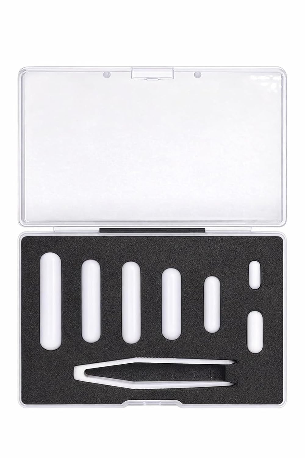 PTFE Coated Magnetic Stir Bar Set, 7-Pcs with Tweezer for Laboratory Use, C-Type