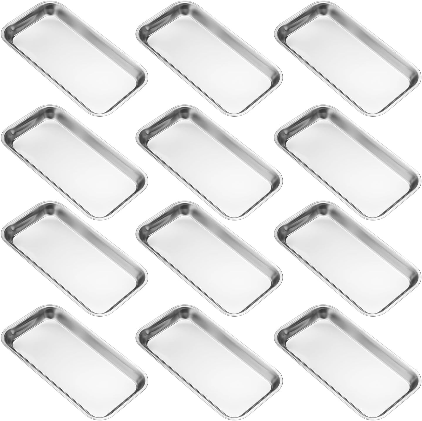 12 PCS 8.86 X 4.7 Inch Small Surgical Tray, Stainless Steel Medical Tray with Se