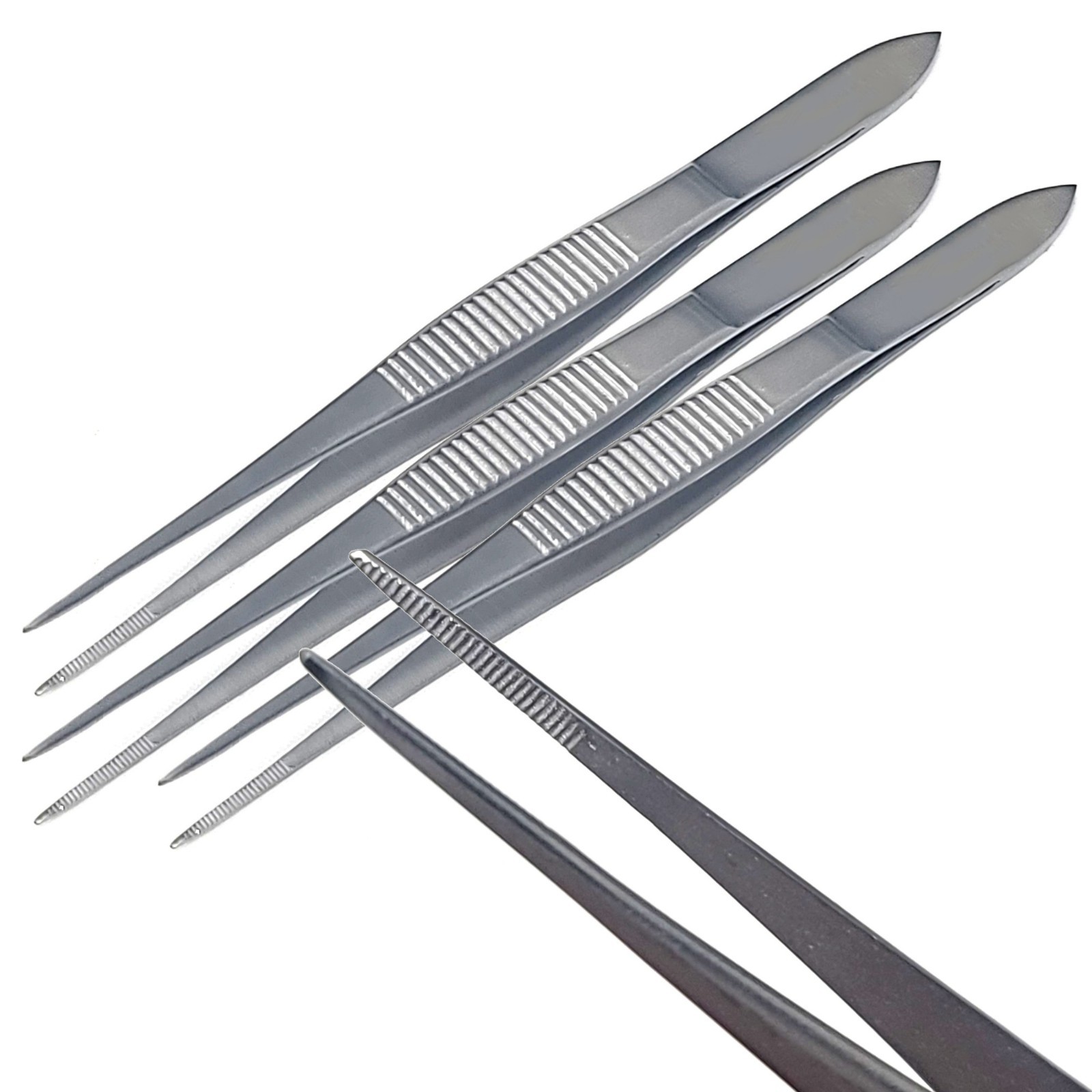 4″ Micro Tweezers Fine Serrated Tip – Set of 3 Pcs