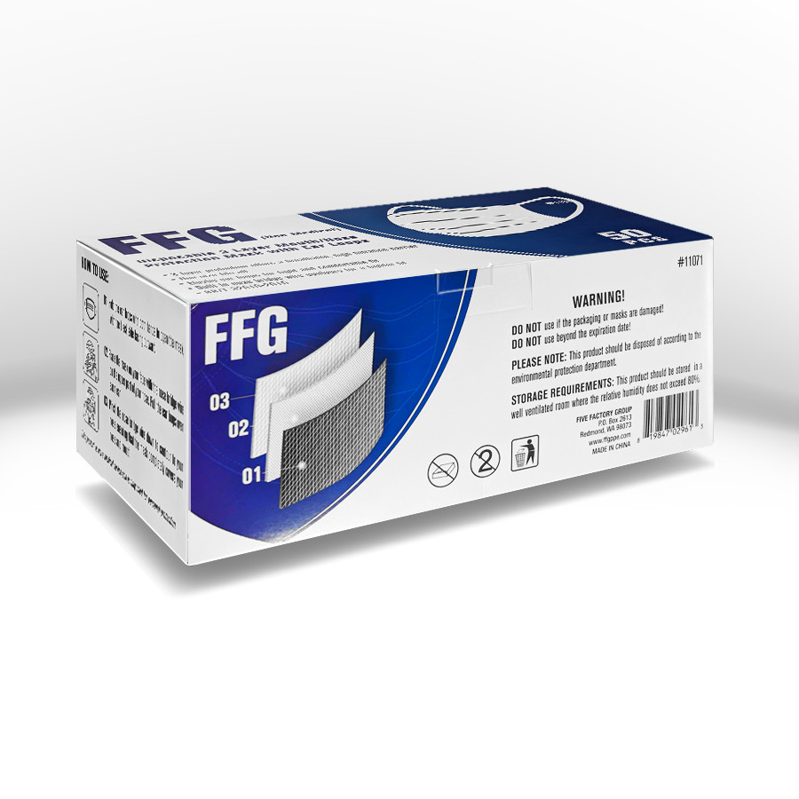 50 FFG All-Black Disposable Face Masks 3 Ply Non Medical