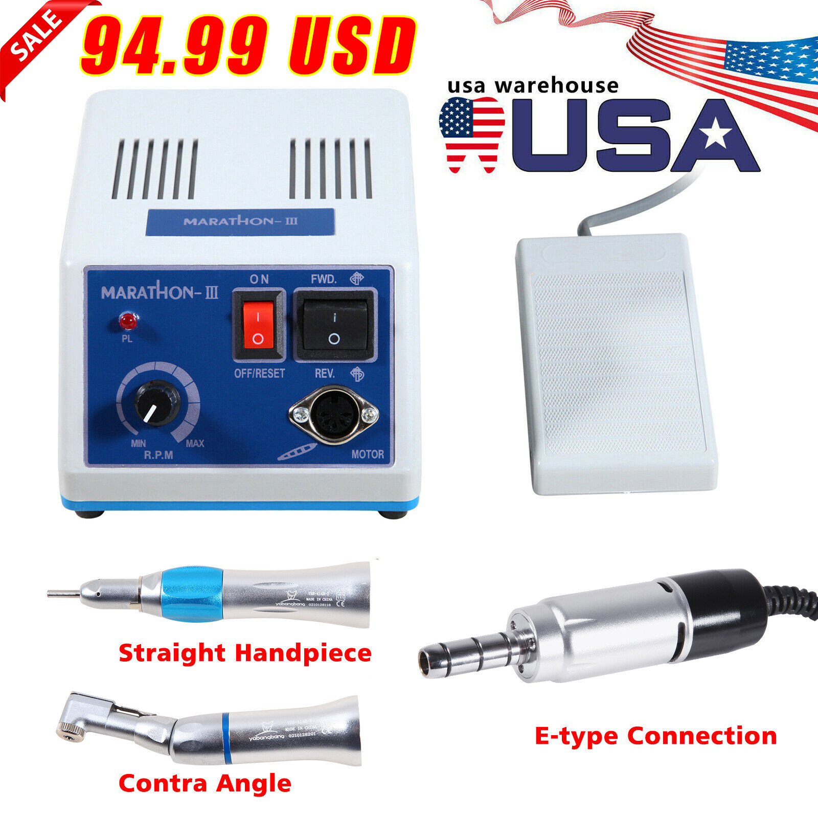 Dental Lab Marathon Electric Micromotor Polisher/Contra Angle/Straight Handpiece