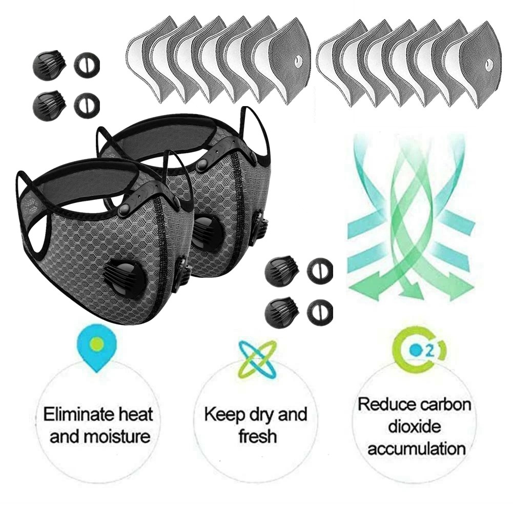2 Pack Pollution Reusable Facepiece Half Face Shield Respirator Mask W/ Filter