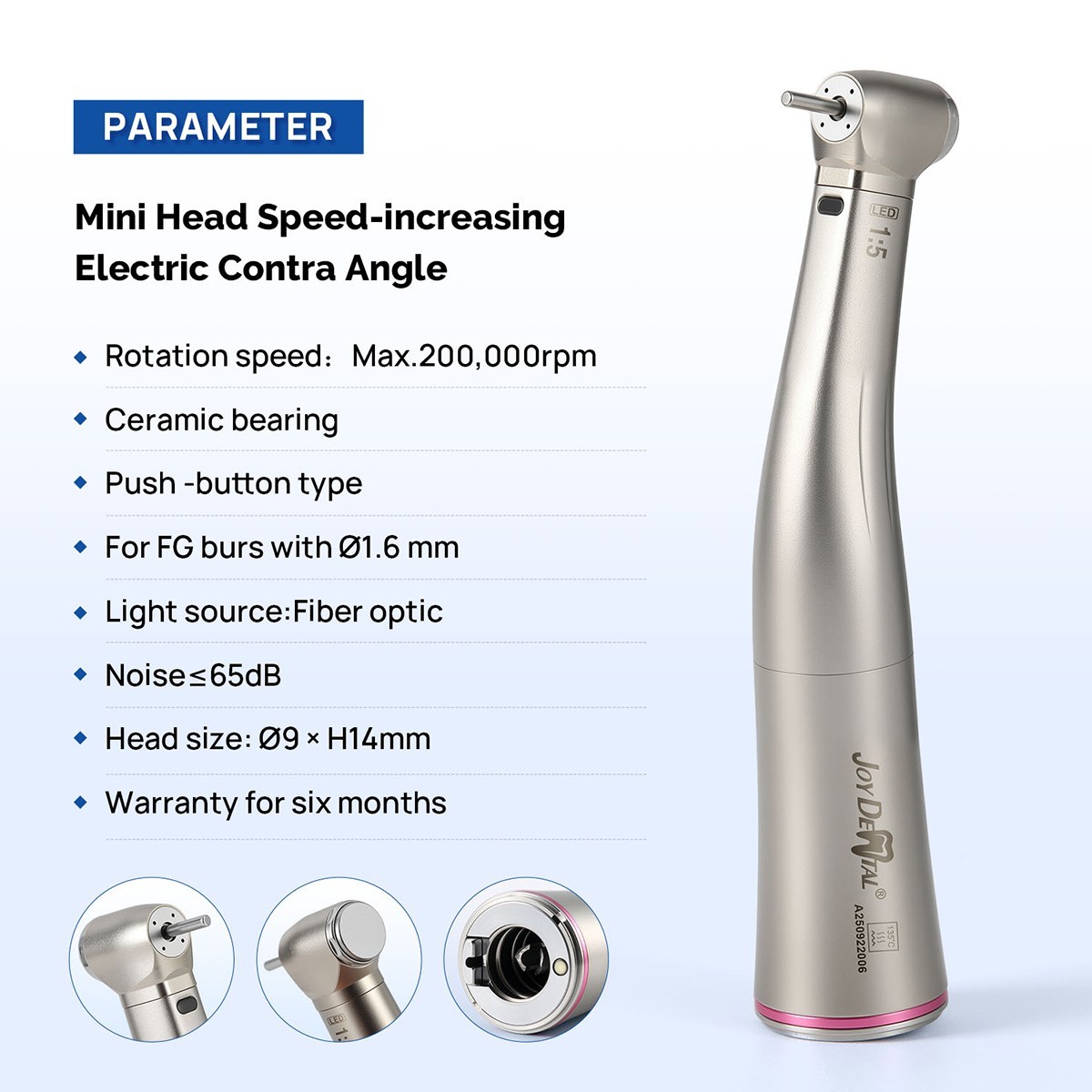 Dental Mini Head 1:5 Increasing Electric LED Contra Angle Handpiece 4 Spray
