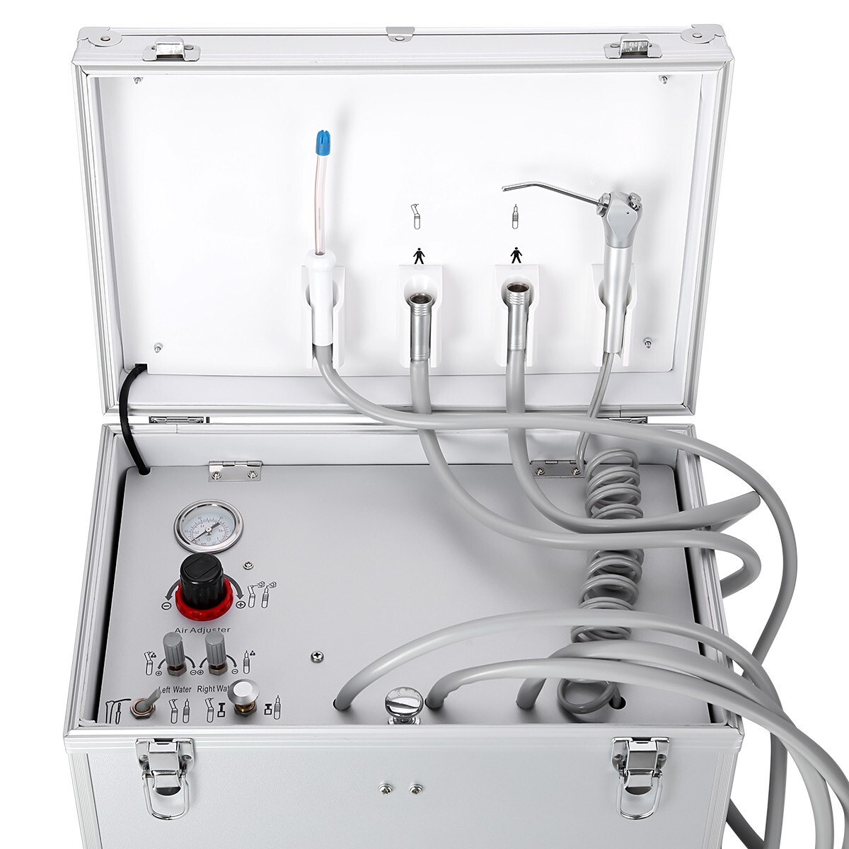 Portable Mobile Dental Delivery Unit Air Compressor Syringe Suction 4Holes
