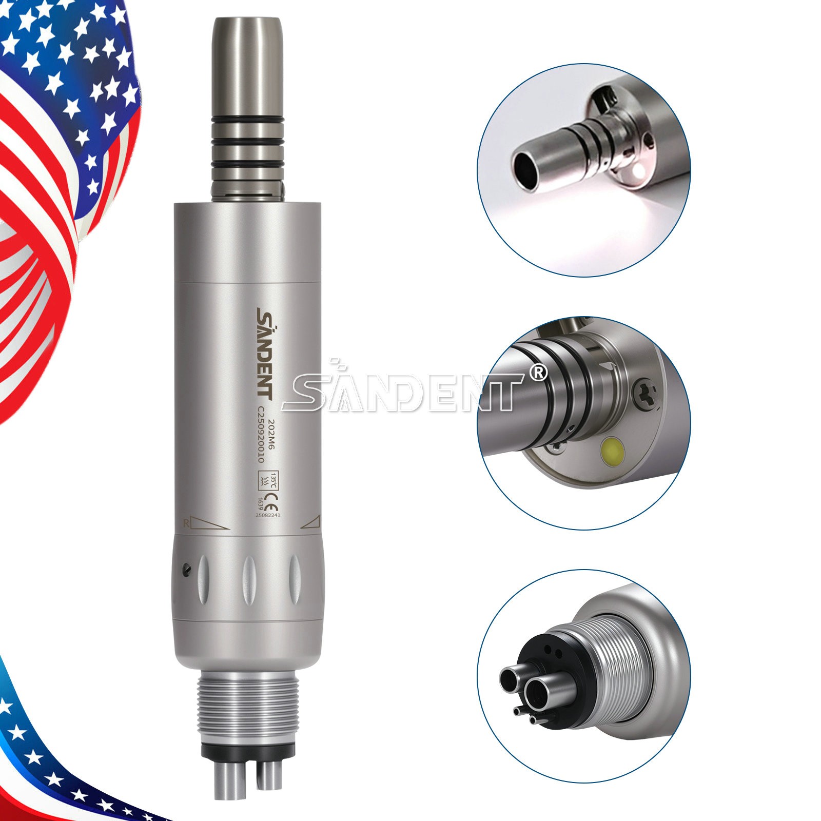 Dental Internal Water Spray Low Speed Air Motor Handpiece 4Hole E-generator LED