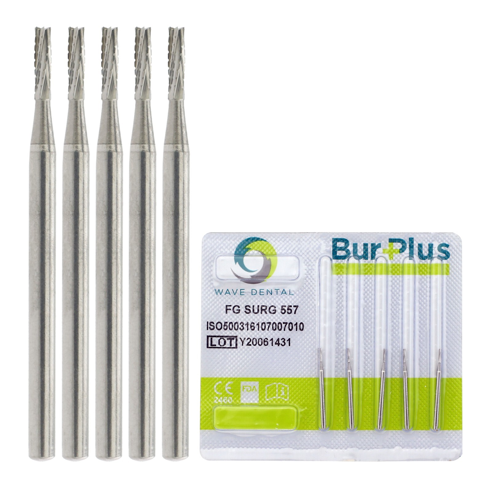 Wave Dental Surgical Bur Carbide FGOS 557 25mm Length Flat End Cylinder Crosscut