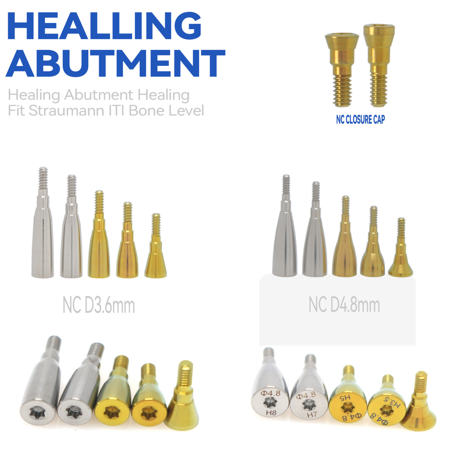 Dental NC Healing Abutment Healing Closure Caps Fits Straumann ITI Bone Level