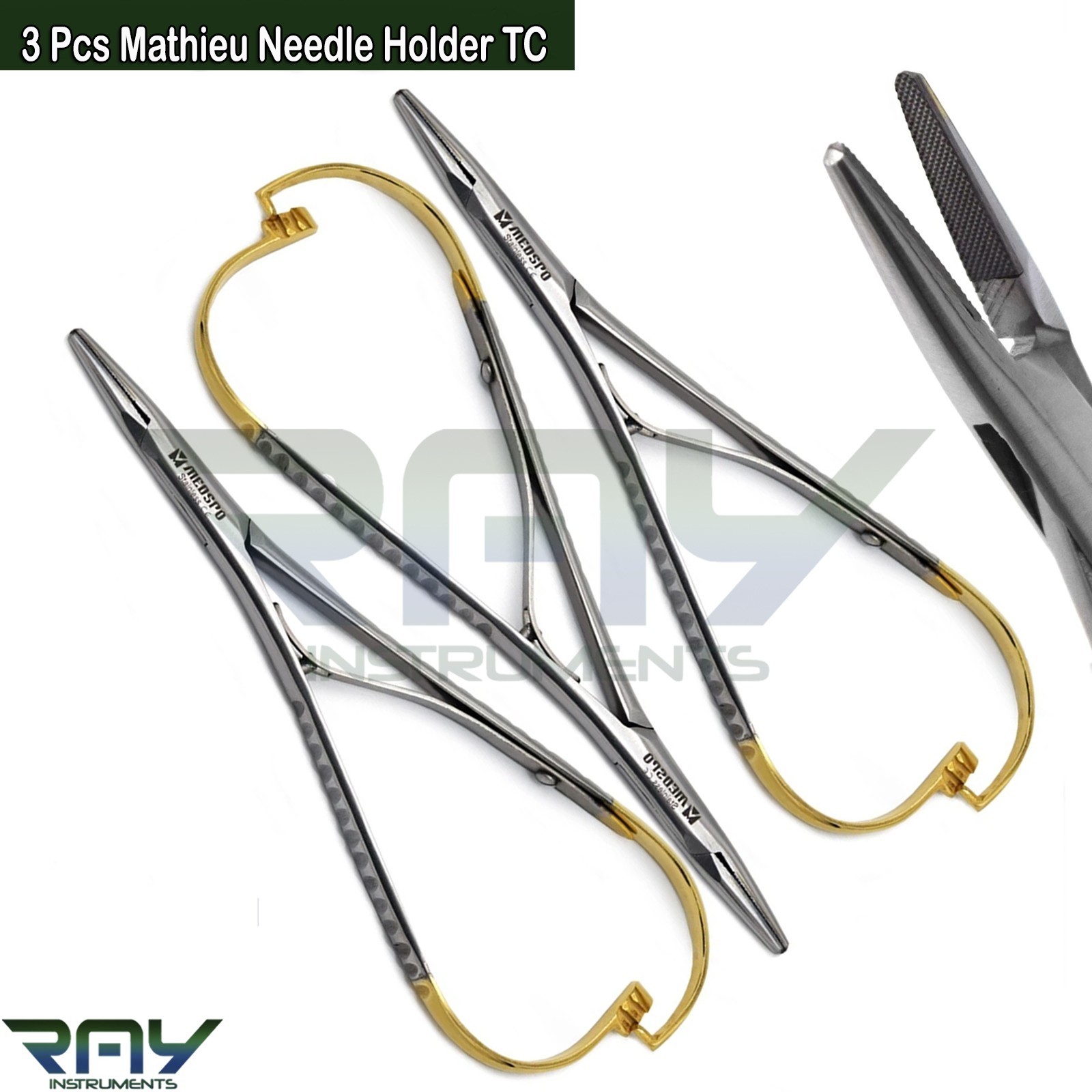 3 Pcs Dental Ligature Mathieu Needle Holder TC 14cm Orthodontic Suture Forceps
