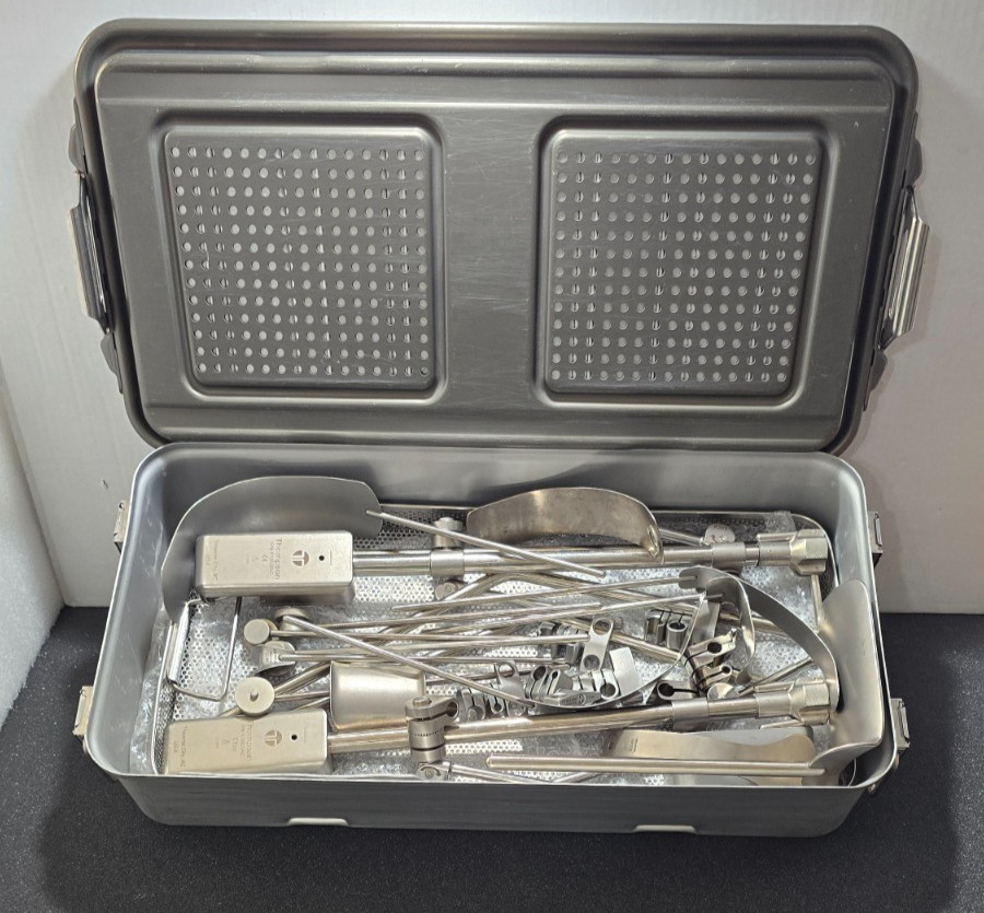 Thompson Surgical Retractor Set with Sterilization Box. (Made in USA)