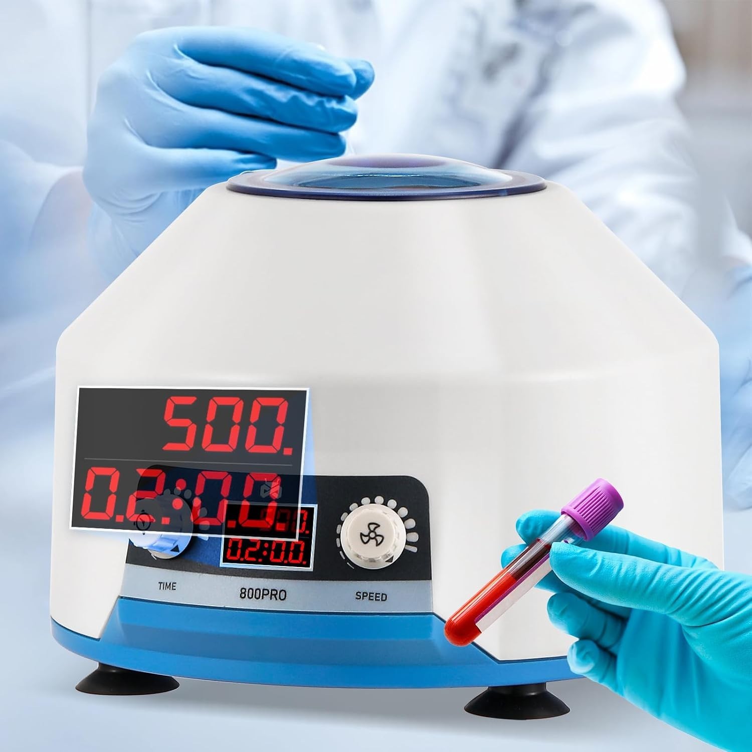 White Centrifuge Machine 15ml x 6 4000RPM 110V PRP w/ LCD Digital Display