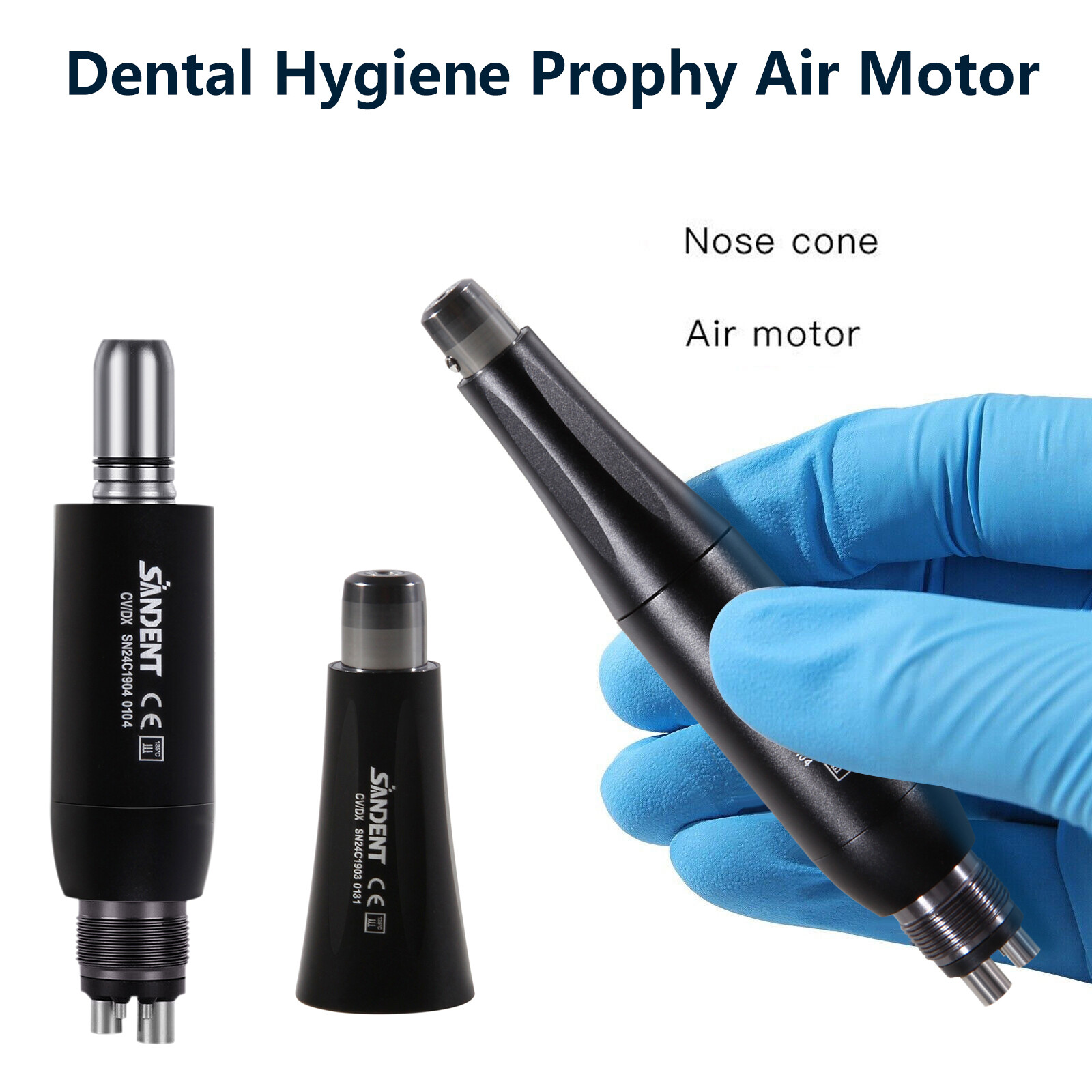 Dental Hygiene Prophy Handpiece 360° Swivel 4:1 Nose Cone Air Motor 4Holes USPS