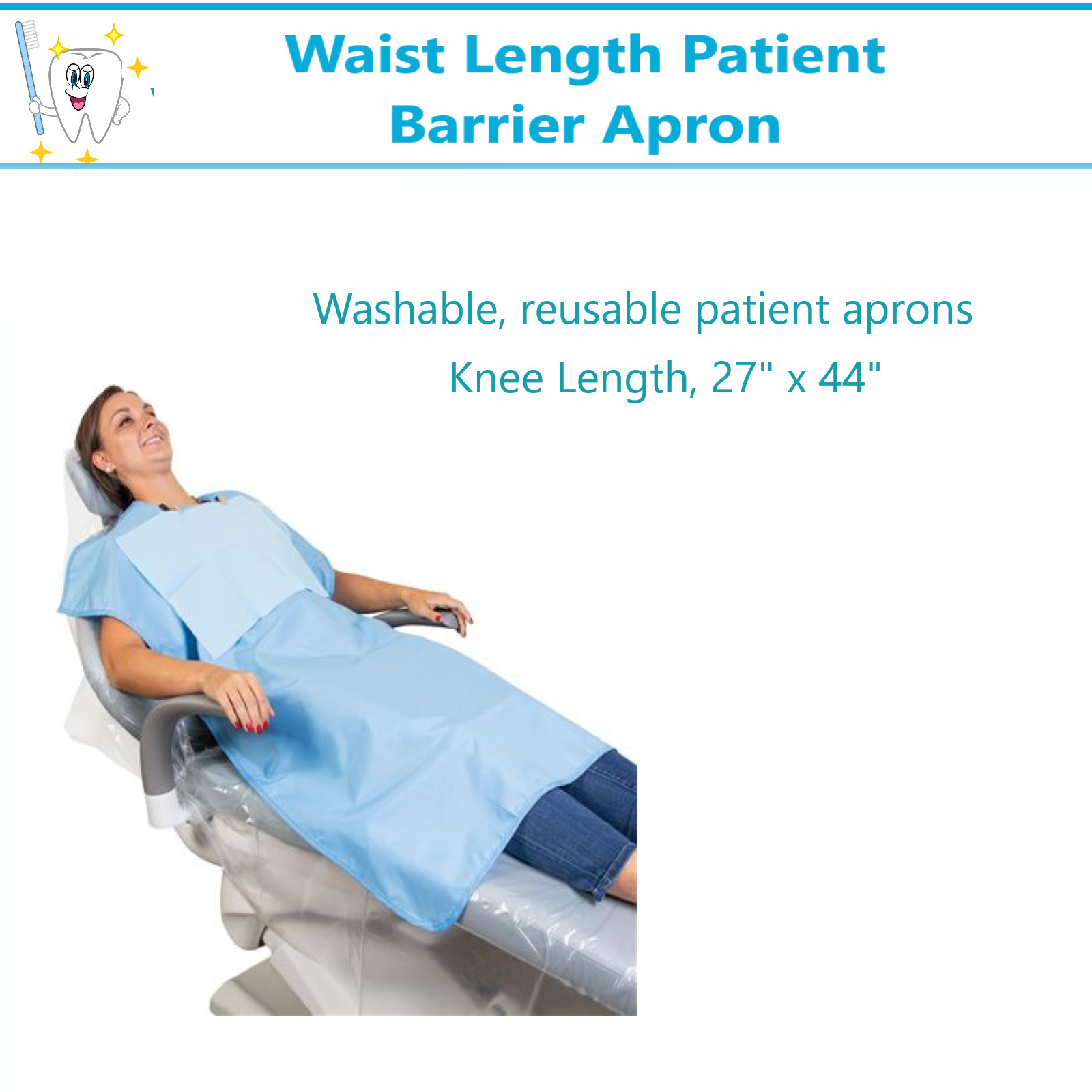 Dental Medical Plastic Apron, Knee Length, 27″ x 44″ Nylon Patient Bib, Crosstex