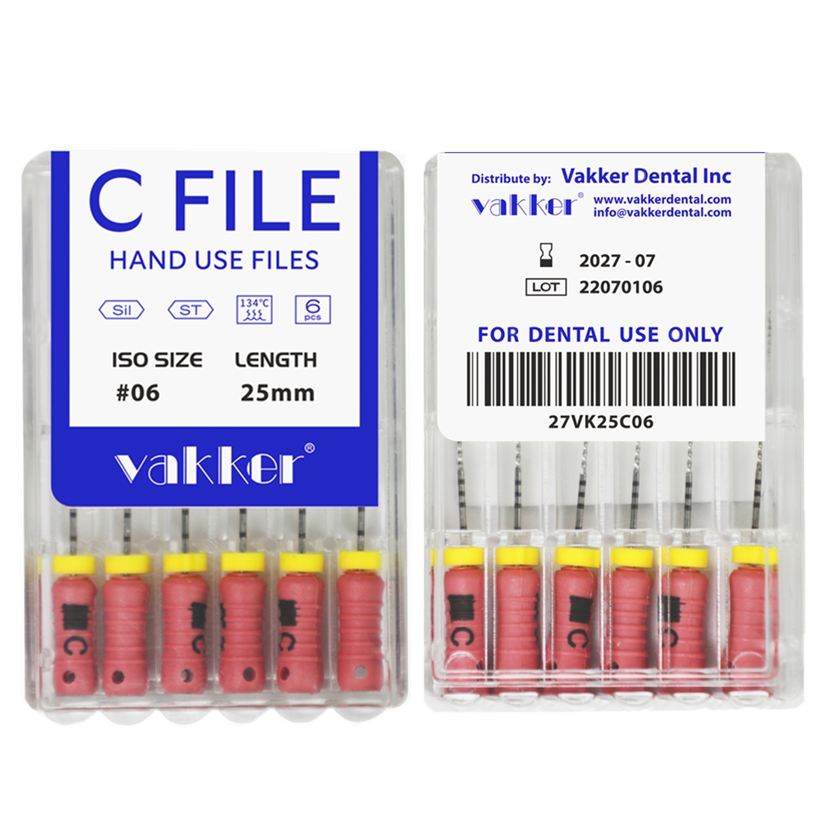 Vakker Dental Rotary Endo Files Stainless Steel C Files Root Canal 21/25mm