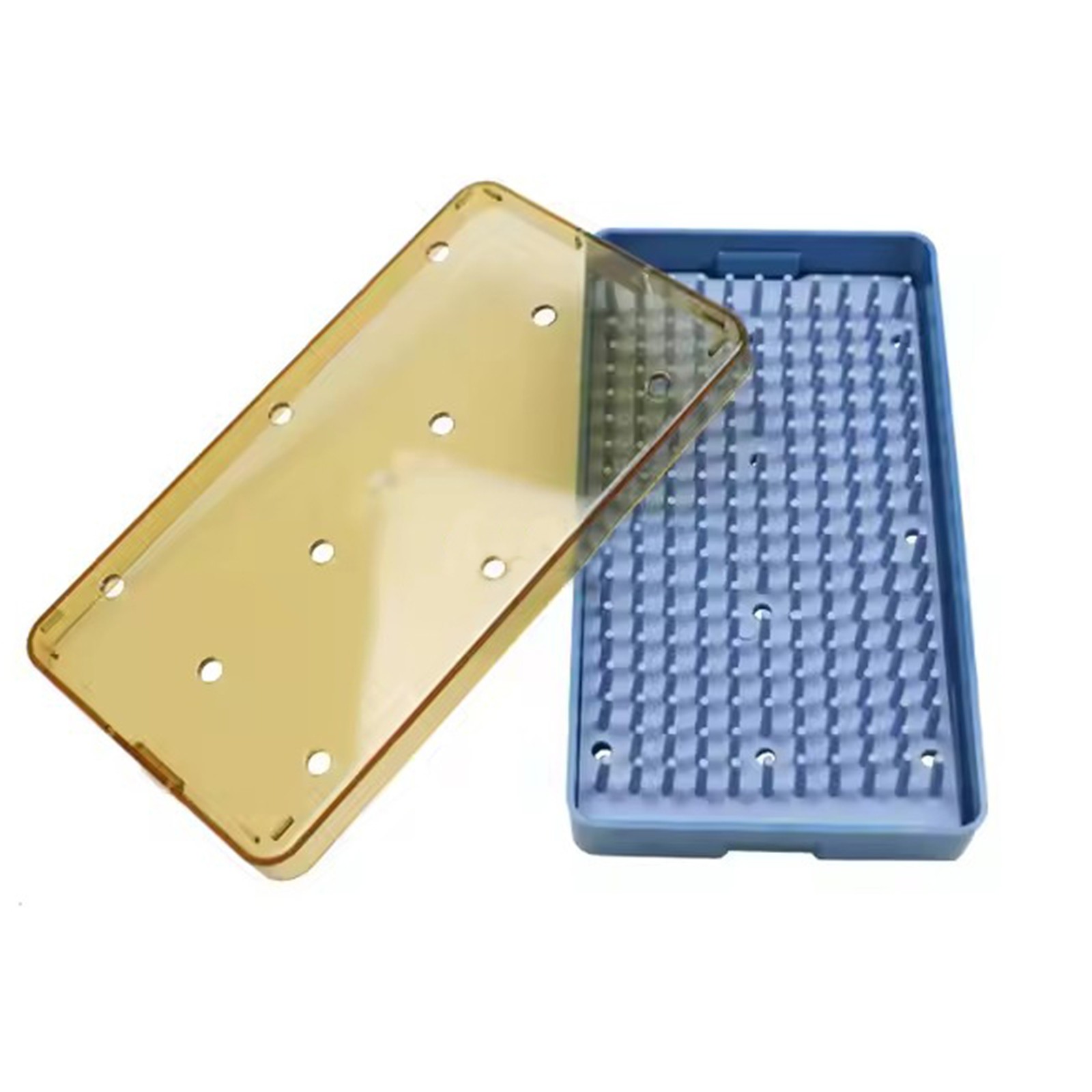 Dental Sterilization Tray Case Single Layer Disinfection Box with Silicone Mat