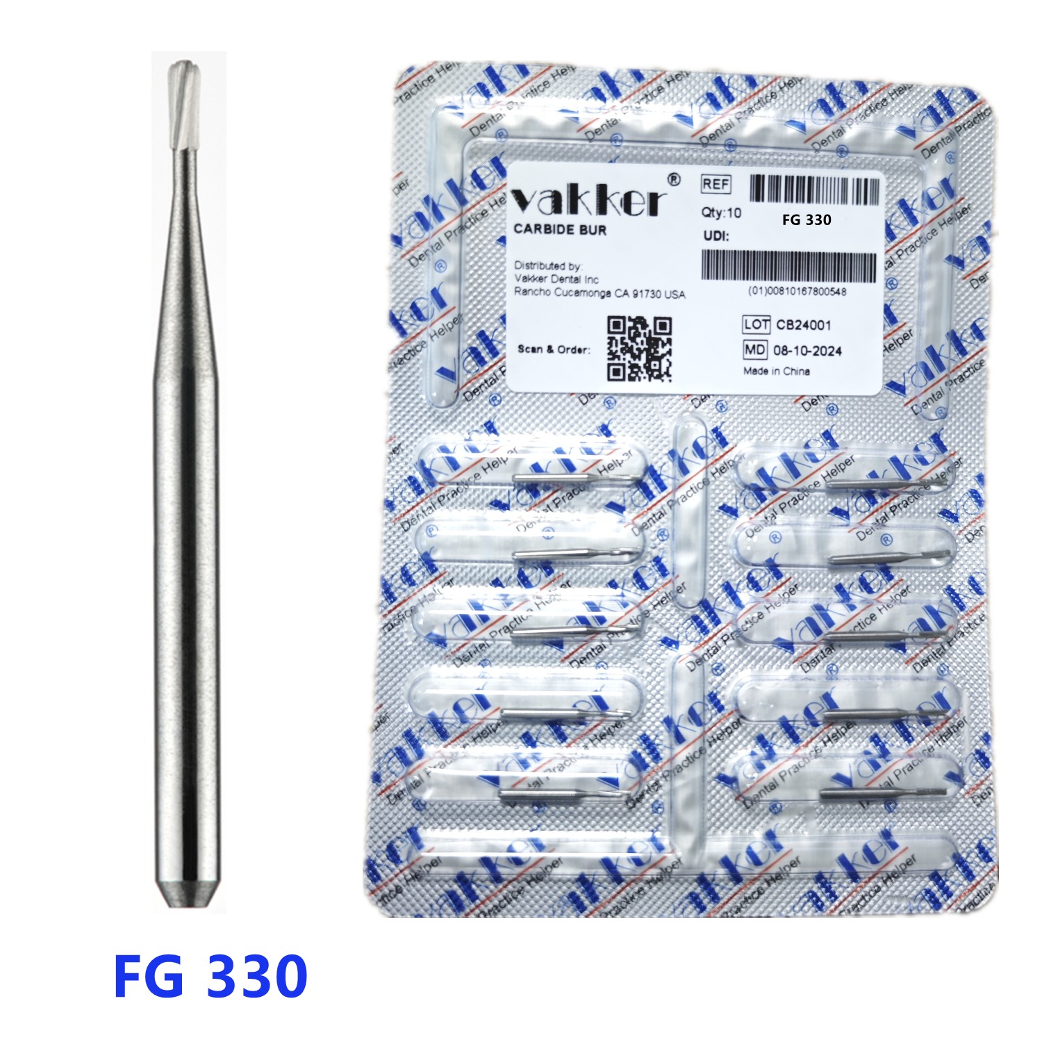 10-100pcs Dental Carbide Burs FG 330 Friction Grip Bits for High Speed Handpiece