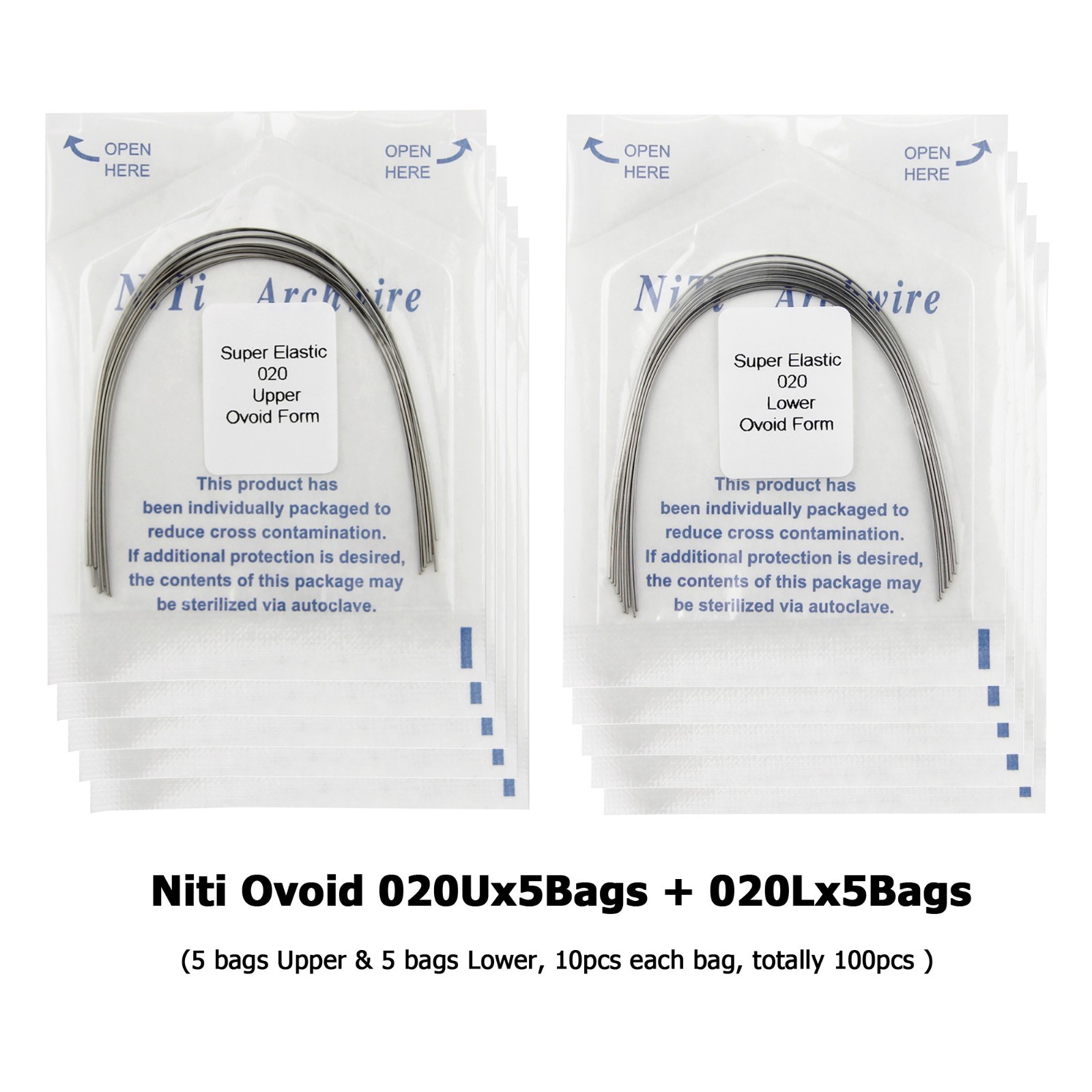 Orthodontic Arch Wire Niti Stainless Steel Round Rectangular Ovoid Natural Form