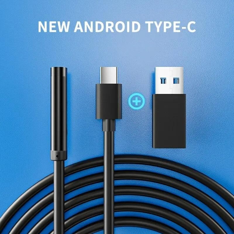7.0mm Type-c Endoscope Camera Ip67 Waterproof 6 Leds Adjustable USB Android Flex