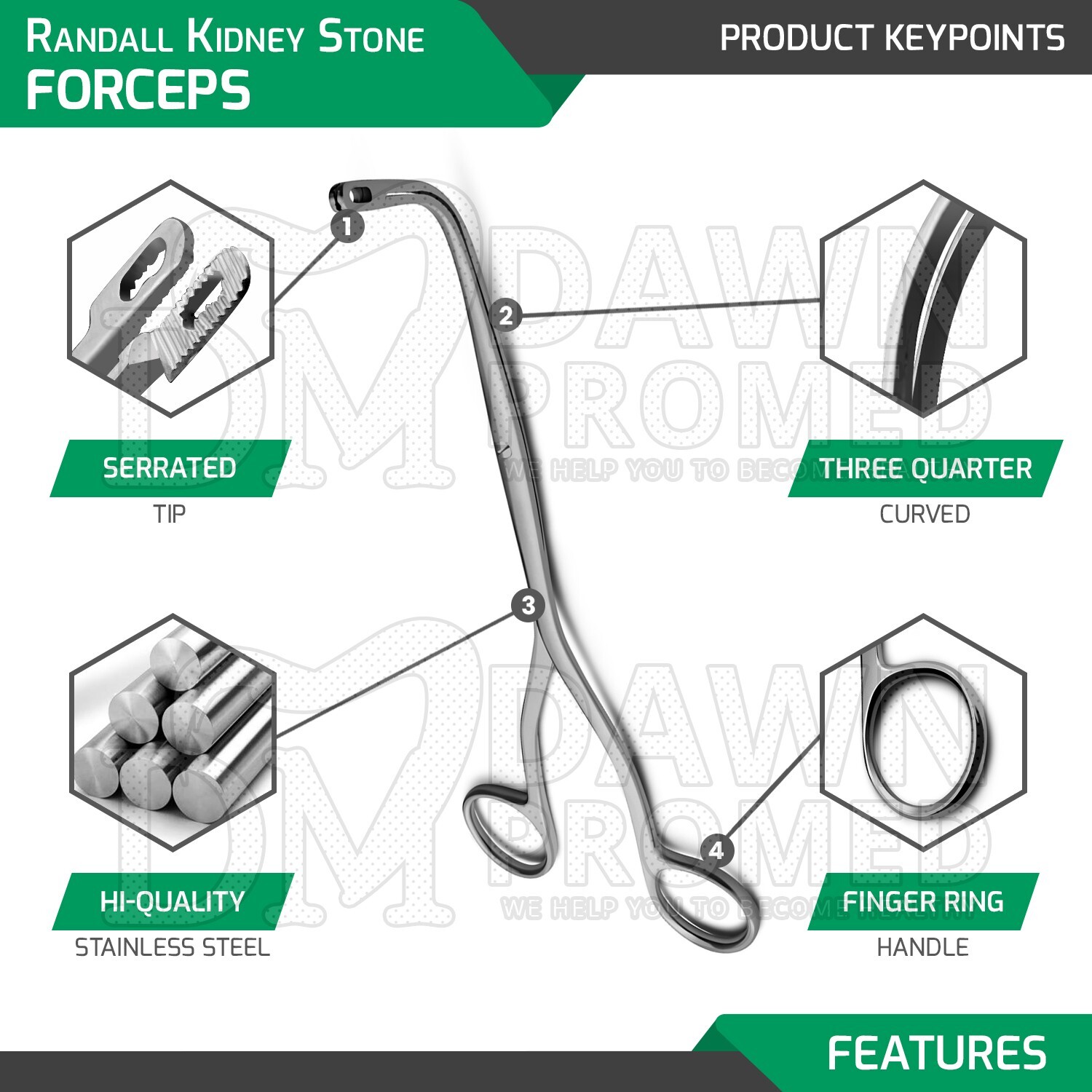 4 Pcs Set Randall Kidney Stone Forceps Surgical & Veterinary Inst German Grade