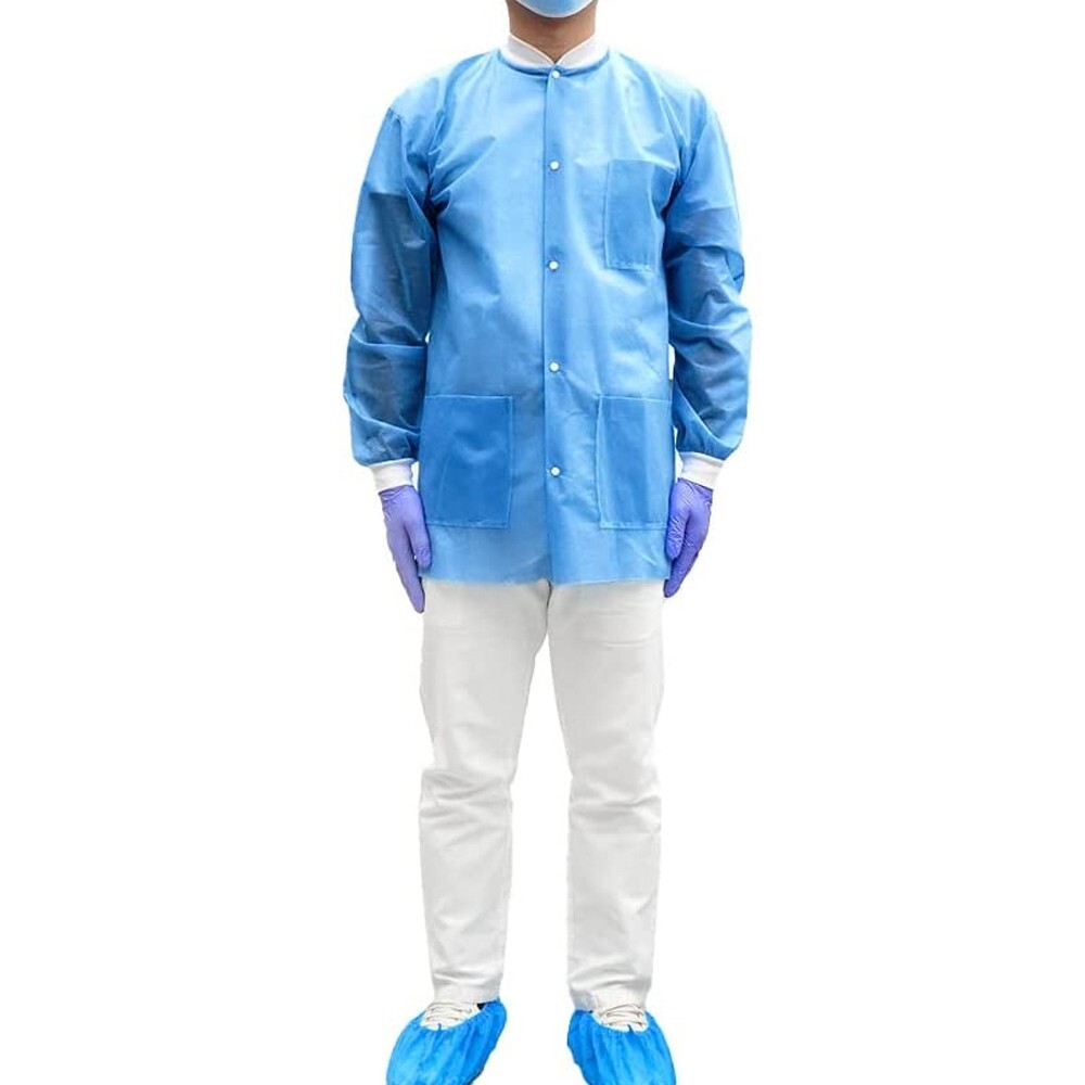 10-100Pcs Disposable Lab Jackets Unisex Hip-Length Lab Coats 45gsm (XL)