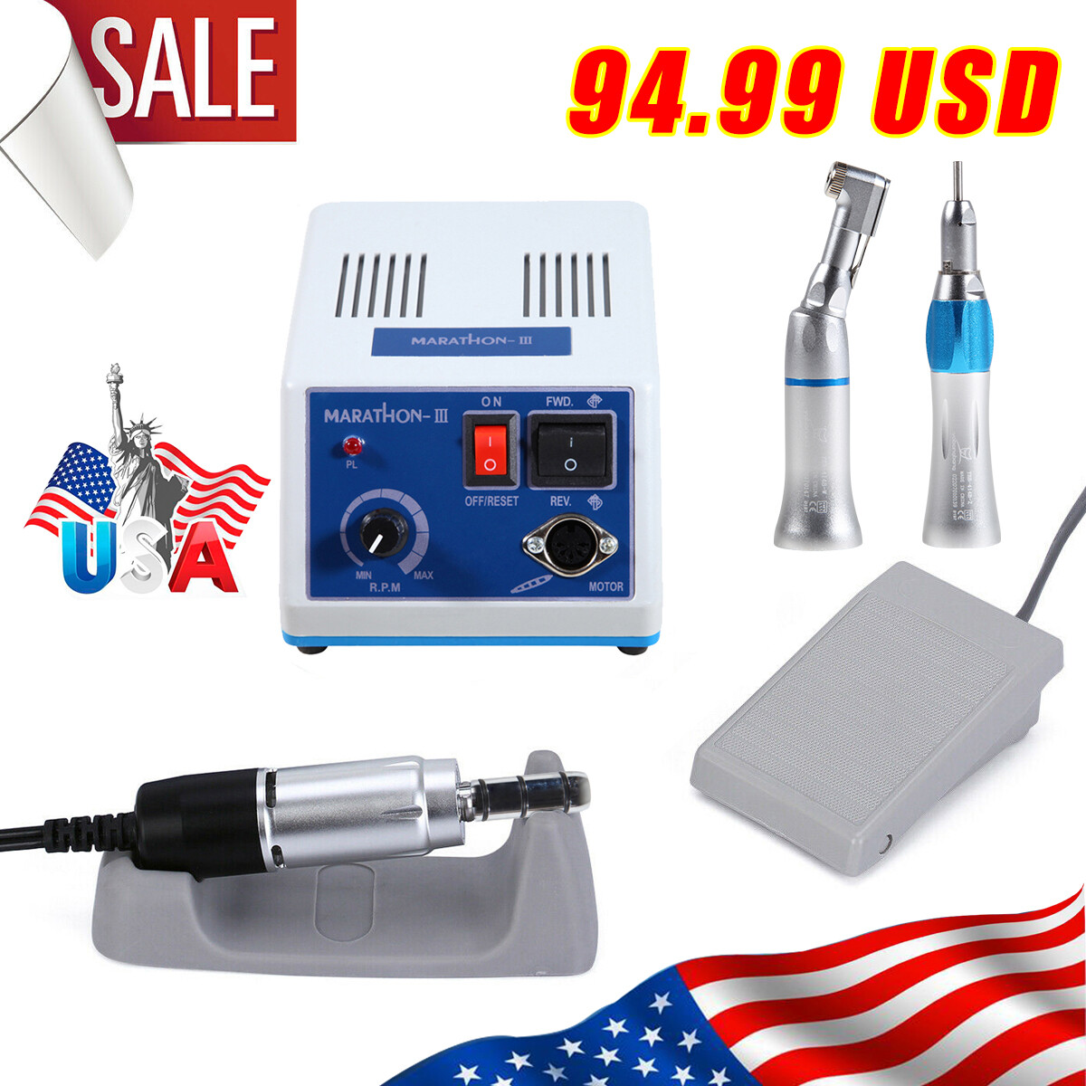 Dental Lab Marathon Electric Micromotor Polisher/Contra Angle/Straight Handpiece