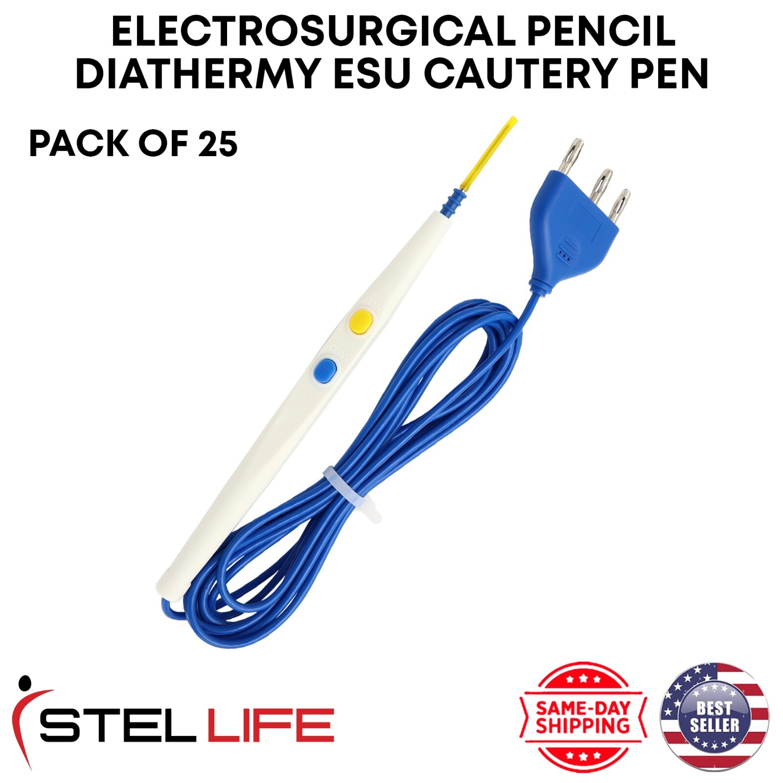 Diathermy ESU Cautery 25 Pcs Box Electrosurgical Pencil with Blade Electrode