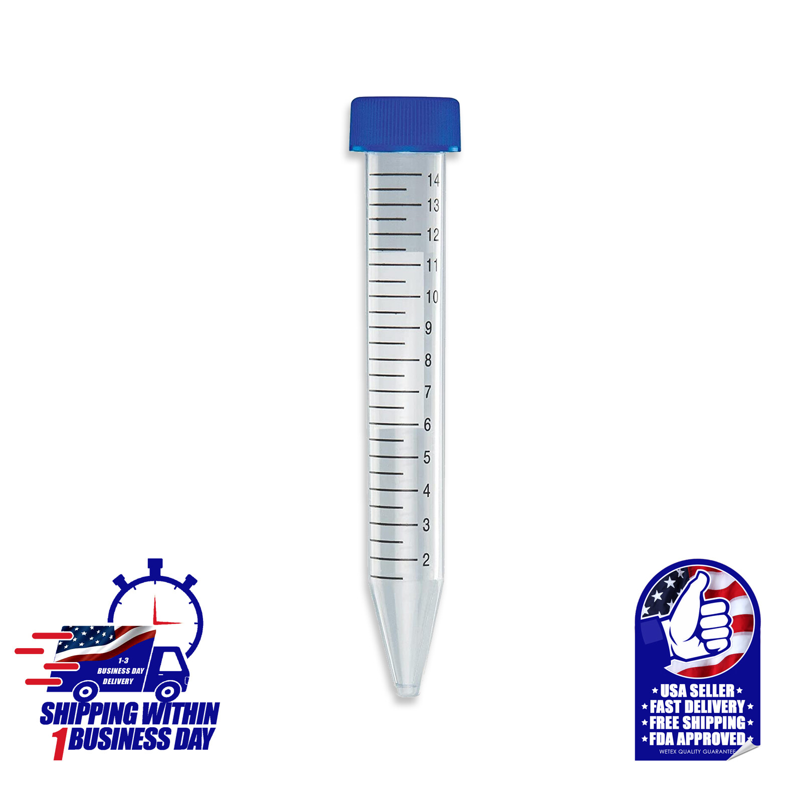 15mL CENTRIFUGE TUBE CONICAL BOTTOM – STERILE, DNA RNA FREE